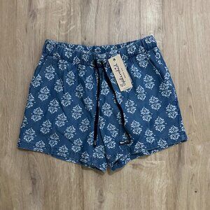NWT Splendid Drawstring Shorts in Blue Pattern - XS